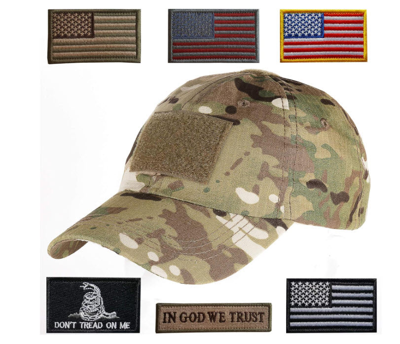Tactical Camo Hat with Morale Patches