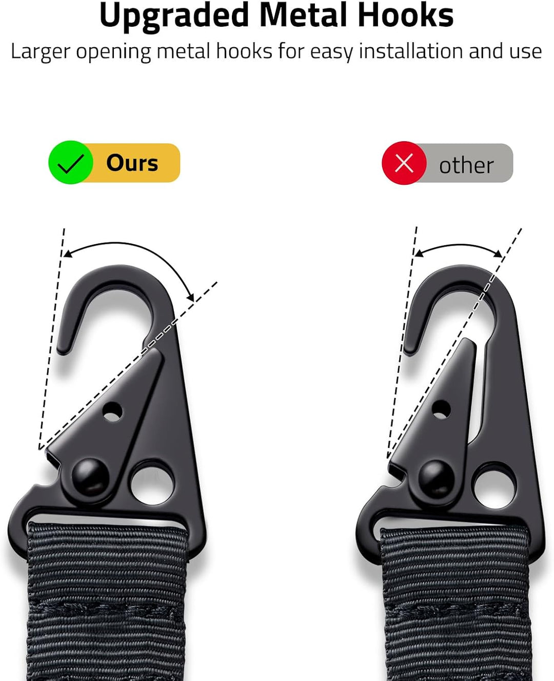 Two Points Rifle Sling with Length Adjuster Traditional Sling with Metal Hook for Outdoors