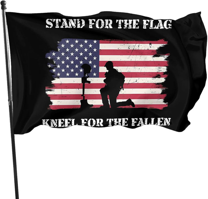 Stand for the Flag, Kneel for the Fallen 3x5 Flag