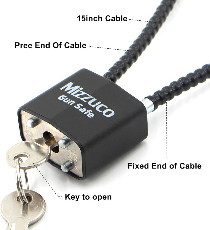 Cable Gun Locks with Keys (15") Compatible with Pistols, Handguns, Rifles, and Shotguns