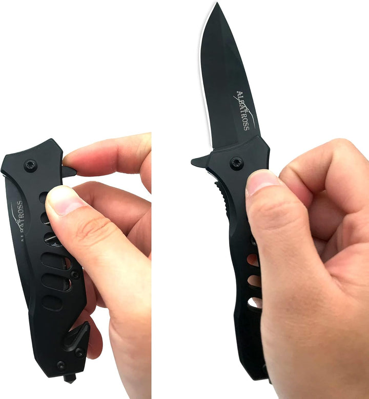 Tactical Folding Pocket Knife with Glass Breaker and Seatbelt Cutter