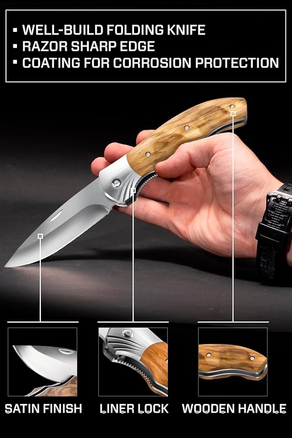 Pocket Knife with Wood Handle