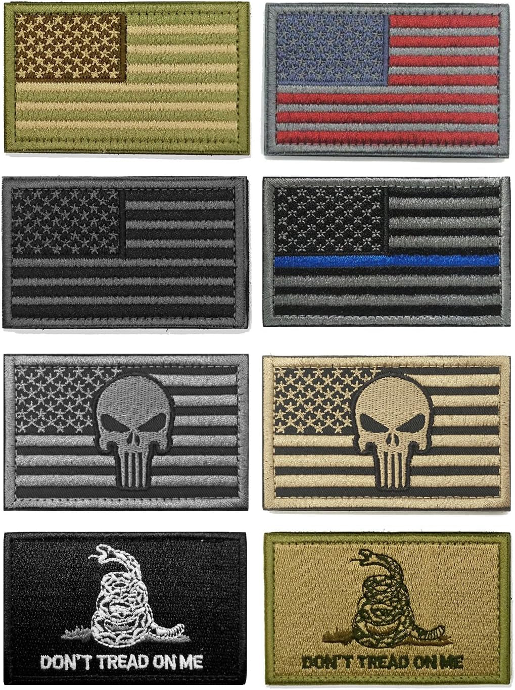 Bundle 8 Pieces American Flag Tactical Morale Military Patch Set