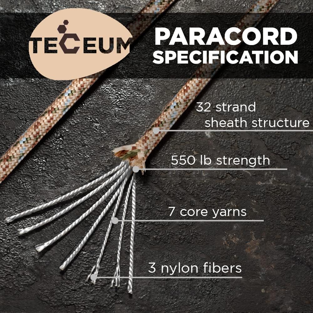  100 Ft of Desert Camo Type III 550 lb Paracord 