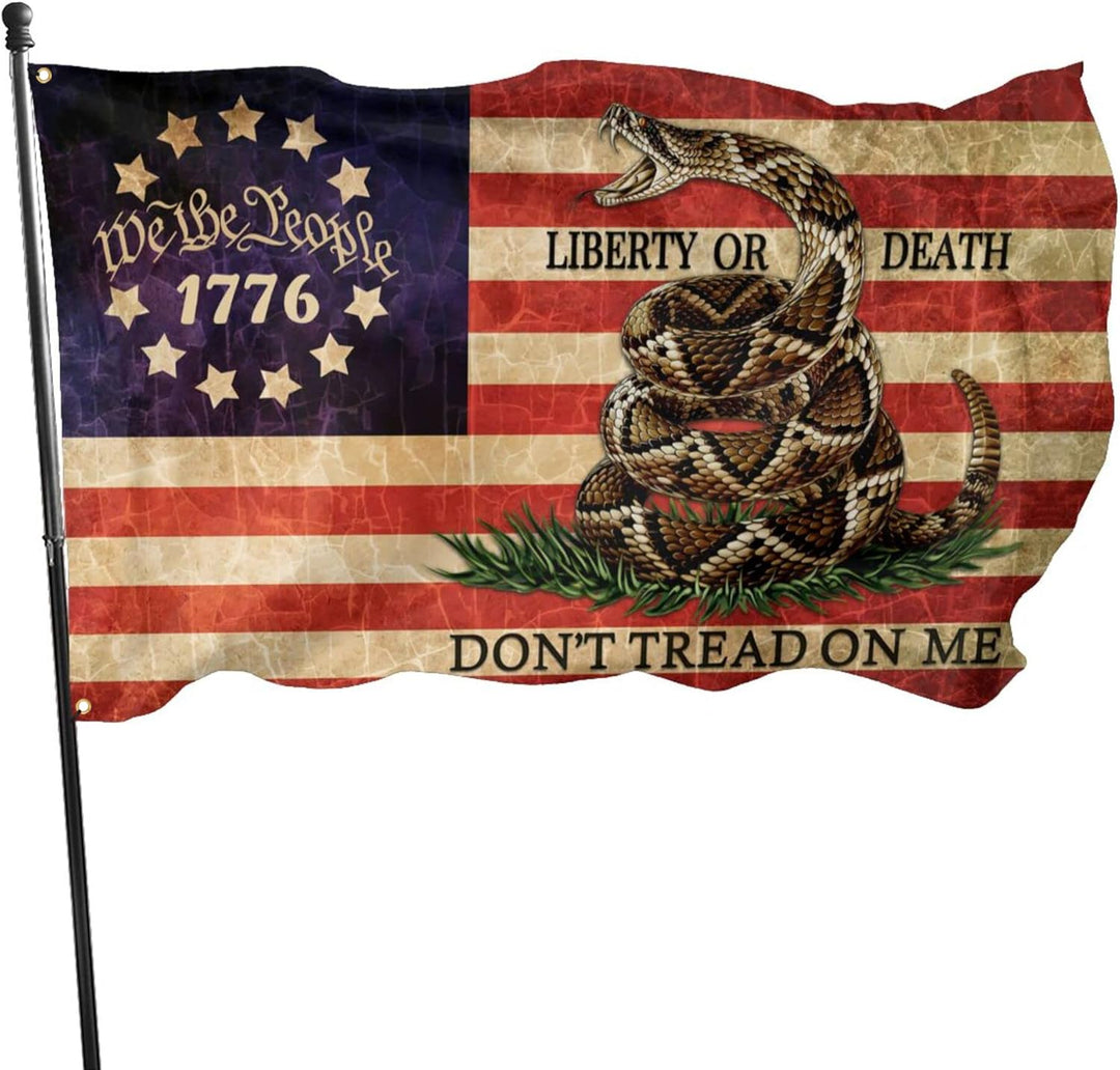 Dont Tread on Me Flag We the People Flag 3X5 Ft 1776 Retro American Polyester Double Sided Mirror Printing Outdoor House Patriotic Banner Decor
