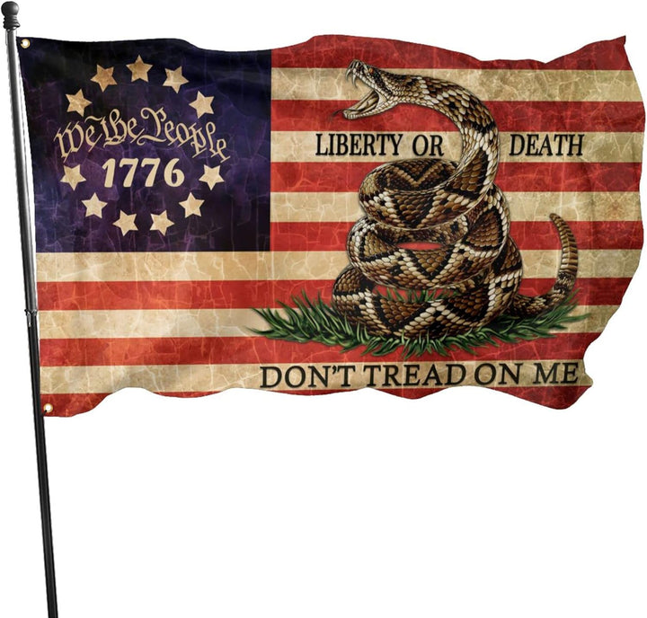Dont Tread on Me Flag We the People Flag 3X5 Ft 1776 Retro American Polyester Double Sided Mirror Printing Outdoor House Patriotic Banner Decor