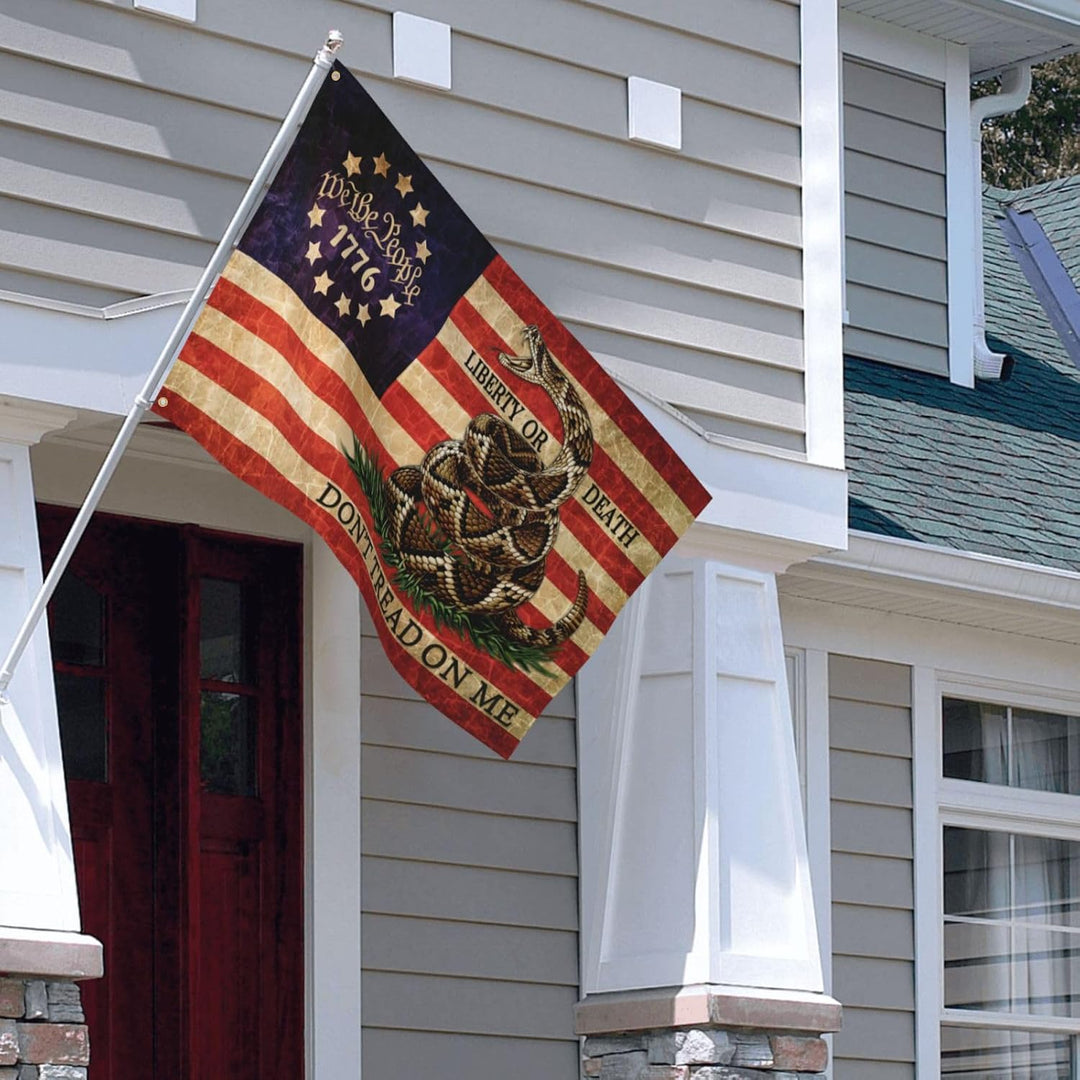 Dont Tread on Me Flag We the People Flag 3X5 Ft 1776 Retro American Polyester Double Sided Mirror Printing Outdoor House Patriotic Banner Decor