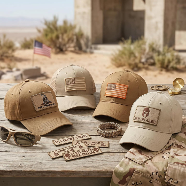 Bundle 8 Pieces Tactical Military Patch Set,Usa Flag Patches Tactical Military Army Operator Patches with Hook & Loop Fasteners Backing (Tan)
