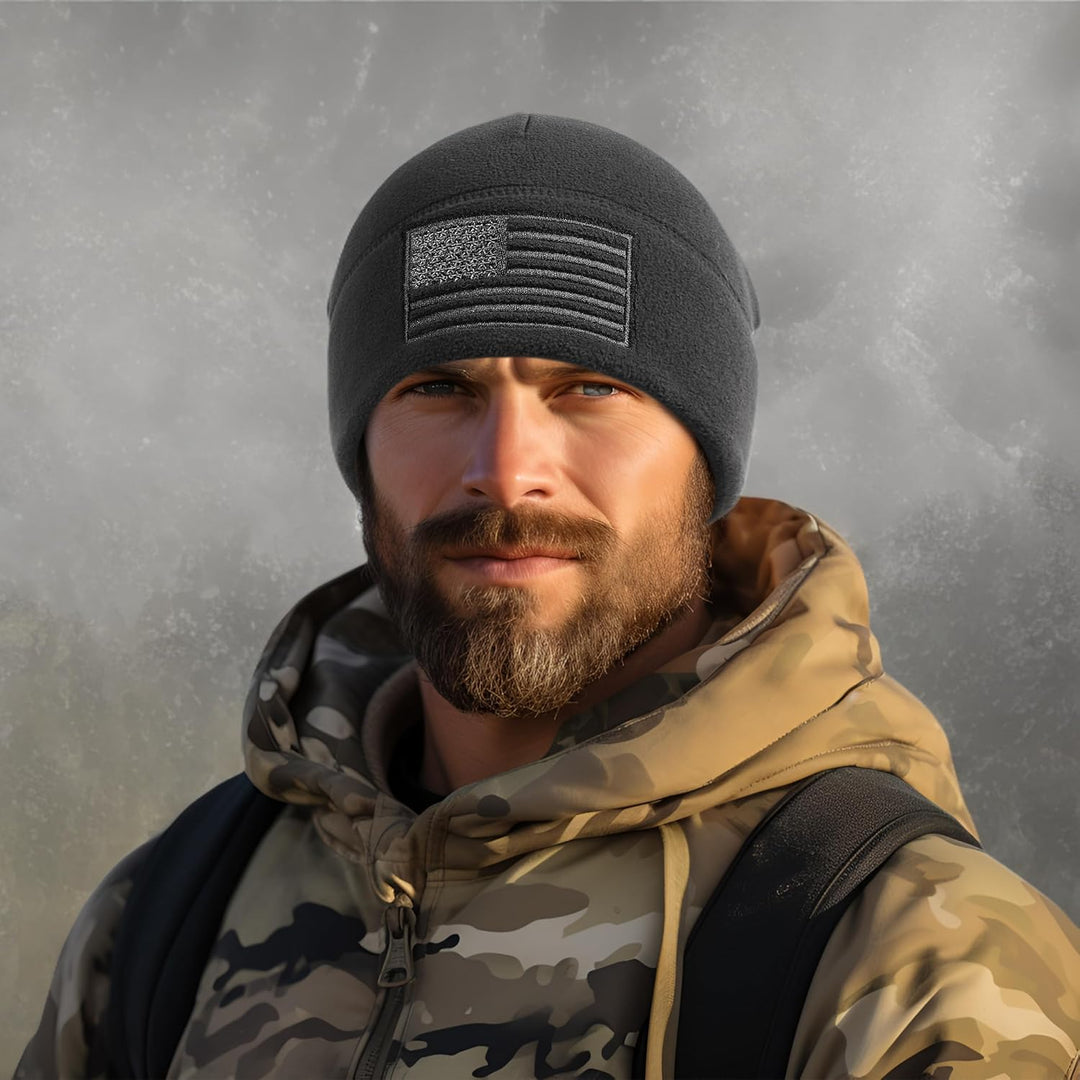 American Flag Fleece Beanie