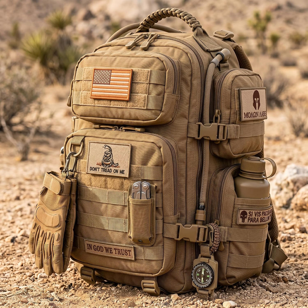 Bundle 8 Pieces Tactical Military Patch Set,Usa Flag Patches Tactical Military Army Operator Patches with Hook & Loop Fasteners Backing (Tan)