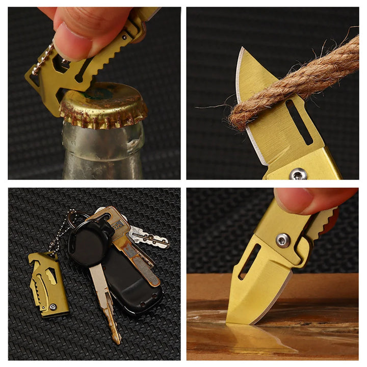 Mini Keychain Pocket Knife with Bottle Opener
