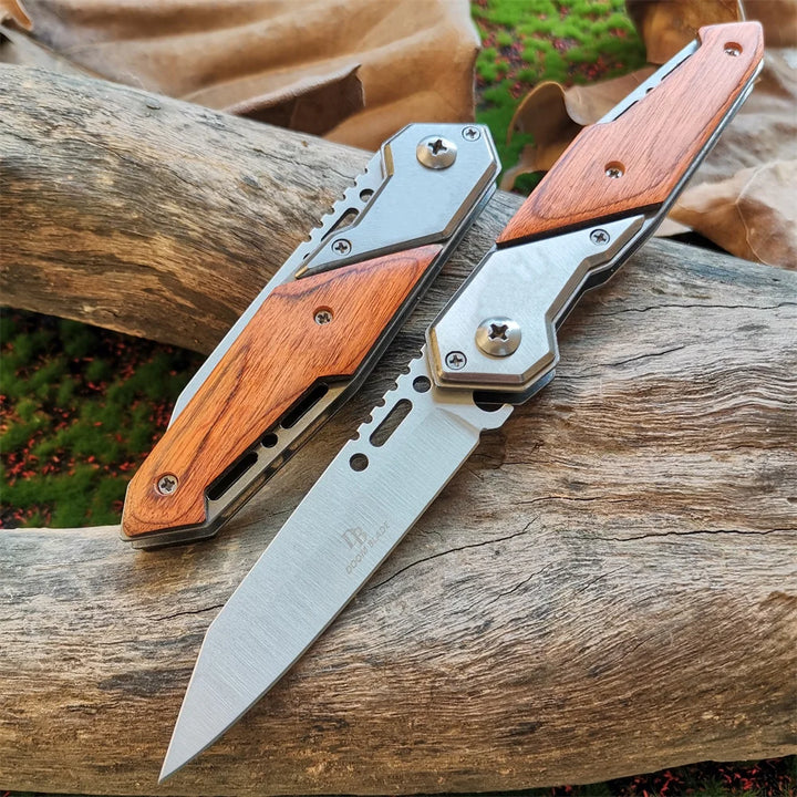 Anti-Slip Wooden Handle Folding Knife