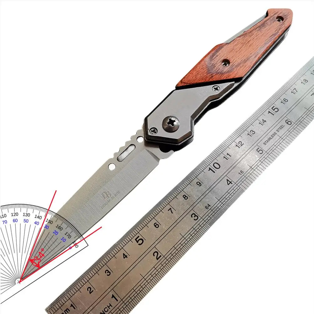 Anti-Slip Wooden Handle Folding Knife