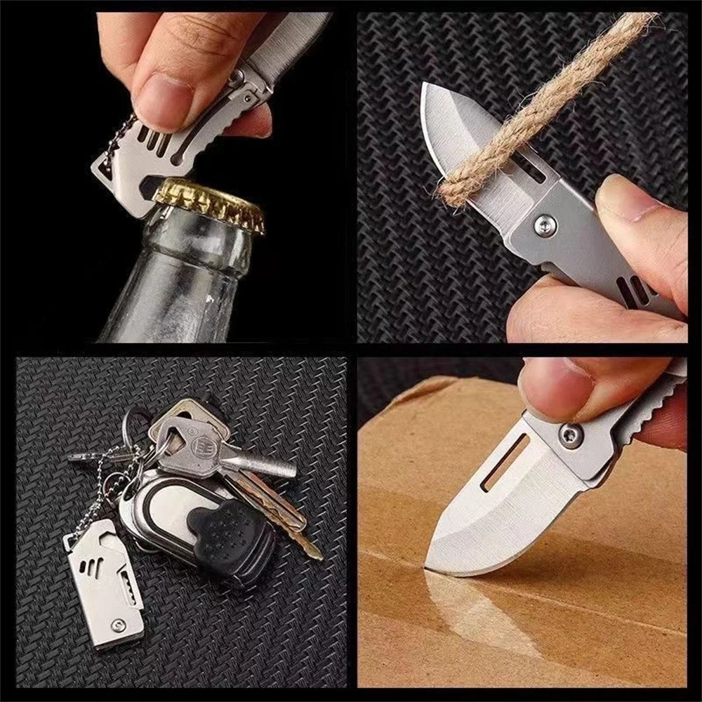 Mini Keychain Pocket Knife with Bottle Opener