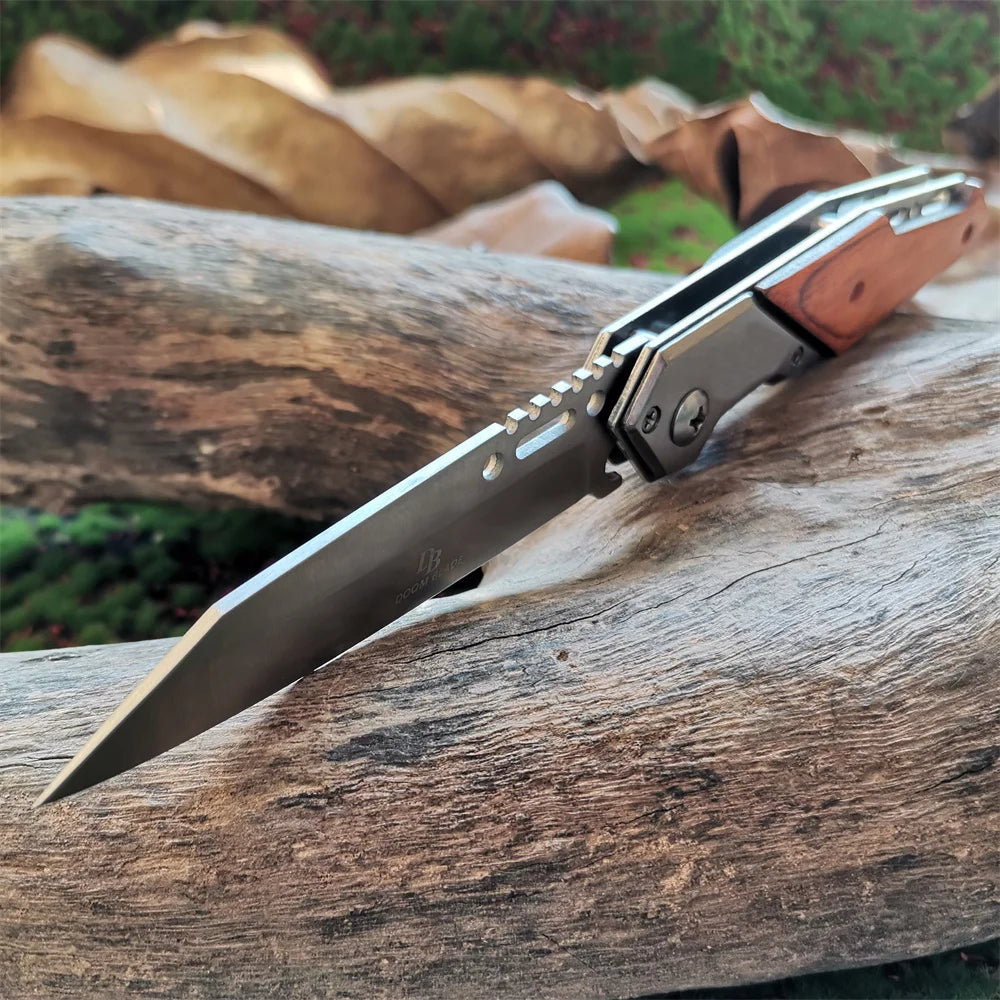 Anti-Slip Wooden Handle Folding Knife