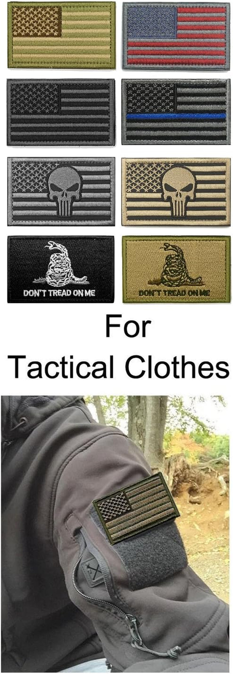 Bundle 8 Pieces American Flag Tactical Morale Military Patch Set