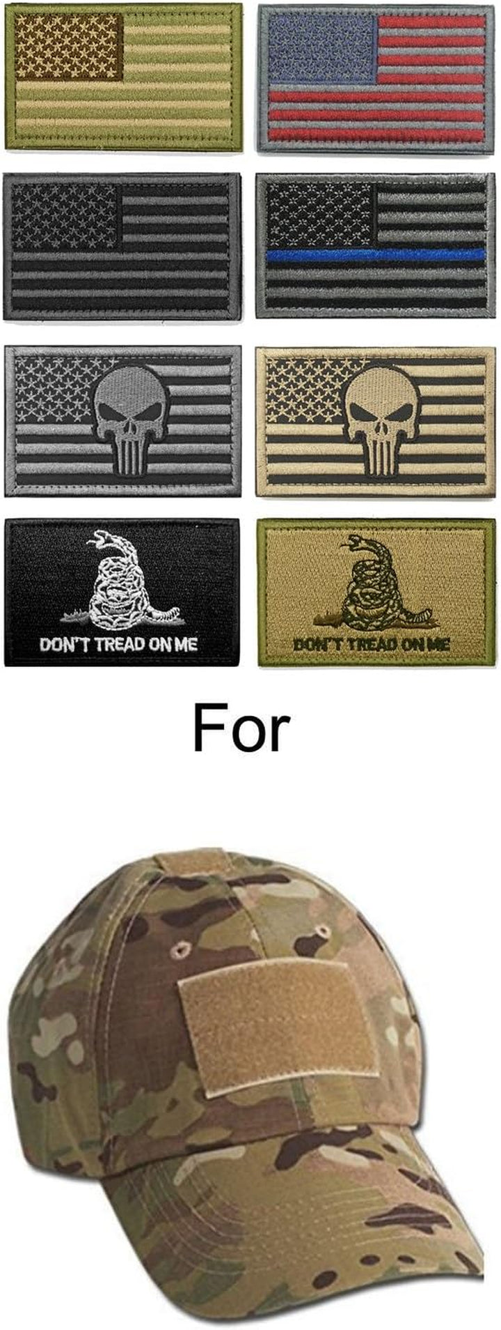 Bundle 8 Pieces American Flag Tactical Morale Military Patch Set
