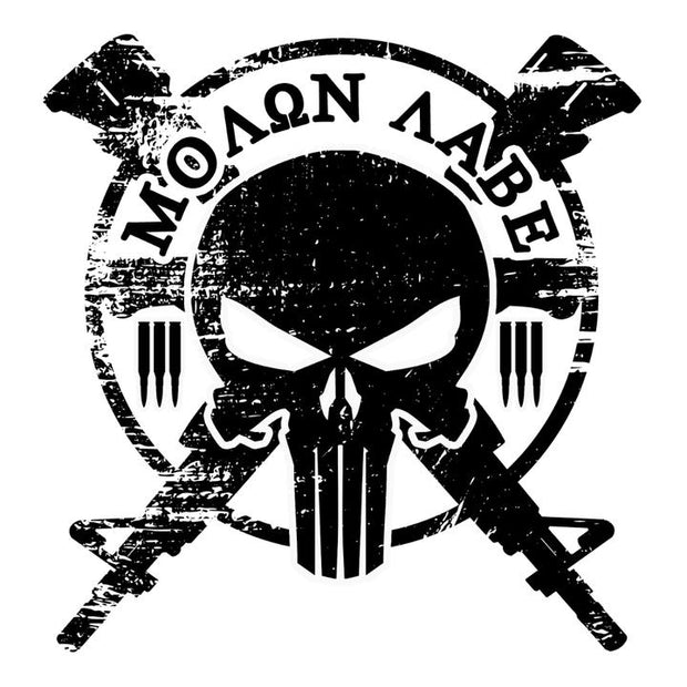 MOLON LABE SKULL 2 12/24 Inches DECALS